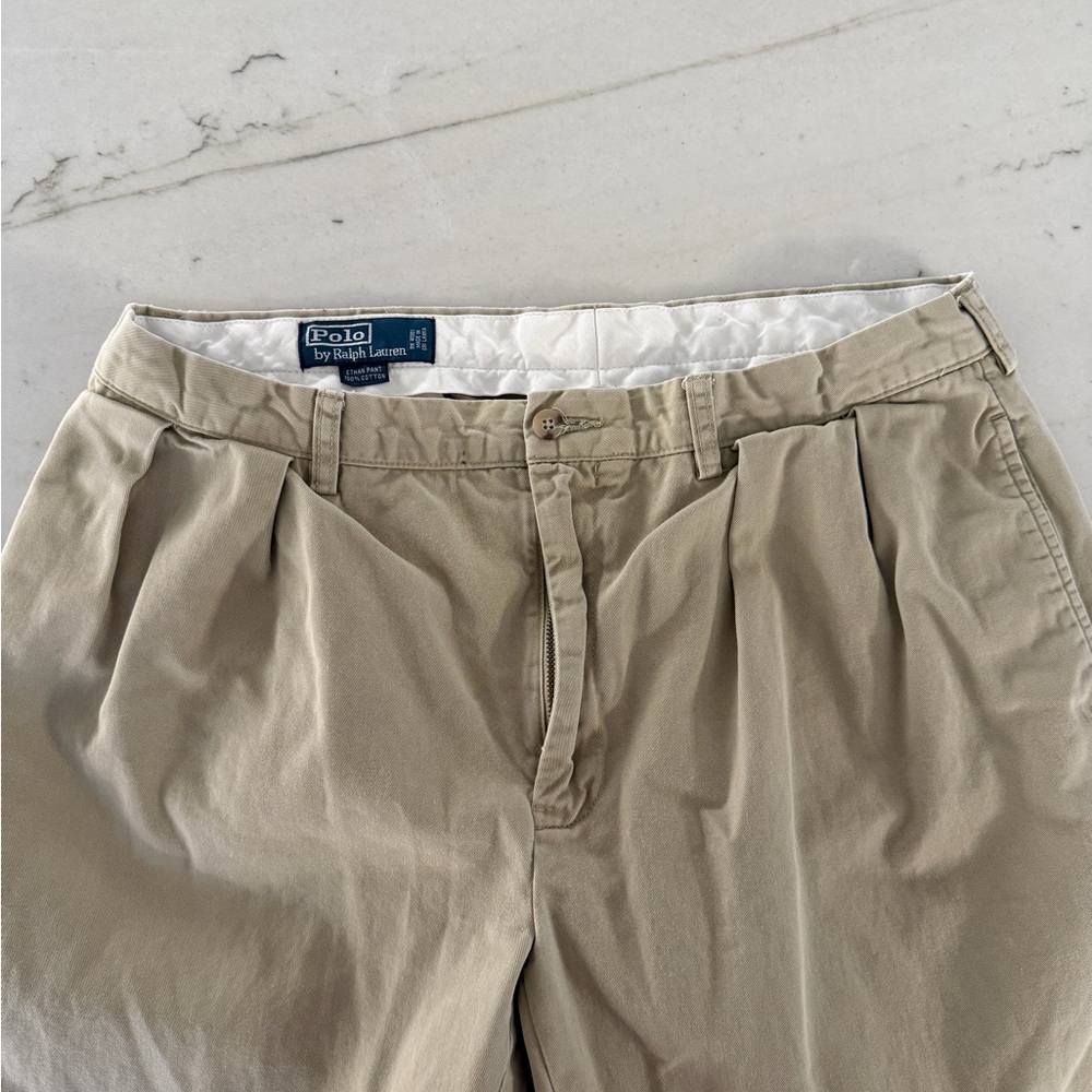 Polo Ralph Lauren Ethan Pants Mens 35x32 Stone Khaki Straight Leg Pony Preppy